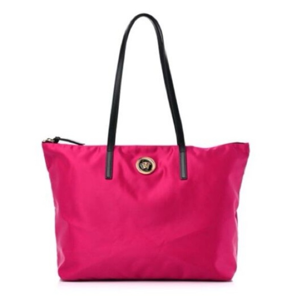 NEW!! VERSACE Flamingo Pink Nylon Medusa Tote Bag